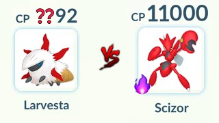 LARVESTA vs 11000 CP Sw SCIZOR Team in Pokemon GO [upl. by Tenaj]