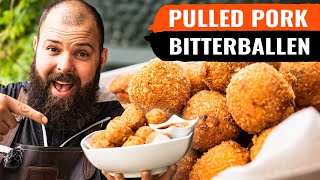 Bizar lekker 🤤 Bitterballen van Pulled Pork  BBQ Recept [upl. by Enileqcaj]