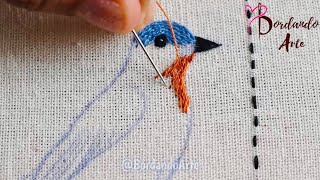 BORDADO A MANO PINTAR CON HILOS AVE  HAND EMBROIDERY NEEDLE PAINTING [upl. by Niwroc]