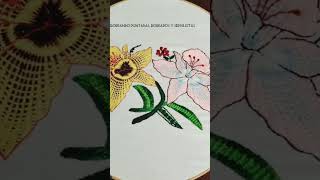 Bordado de orquídeas servilleta bordada de flores grandes sewing embroidery handmade stitch [upl. by Hcurob]