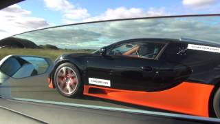 Uncut Lamborghini LP7004 Aventador vs Bugatti Veyron Vitesse 1200 HP rollrace race 1 [upl. by Channing]