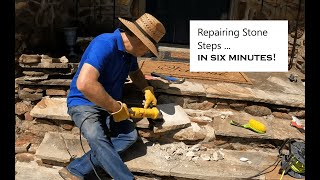 Repairing Stone Steps in 6 minutes  BritNeck Homestead [upl. by Danielle]