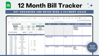 Bill Tracker Google Sheets  How to Manage your Bill Payments  FULL template tour  Bill Calendar [upl. by Nnylyahs372]