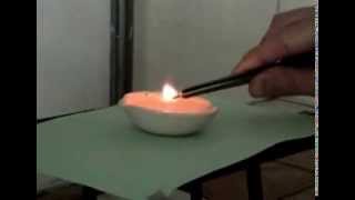 Ignition of gammavalerolactone GVL in a porcelain evaporating dish [upl. by Jerrol]