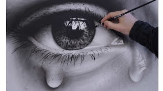 How to Draw a Realistic Eye with teardrop speed painting [upl. by Carita]