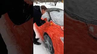 Creating a LifeSize Ferrari from a Snow Pile ❄️✨shorts [upl. by Cass]