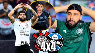 JOGAÇO REACT CORINTHIANS 4X4 GRÊMIO  JOGÃO EM ITAQUERA TERMINA EMPATADO COM POLÊMICA NO FIM [upl. by Bonine]