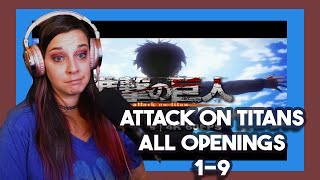 Lauren Reacts All Attack on Titan Openings 19 Way more varied than I thought [upl. by Utimer]