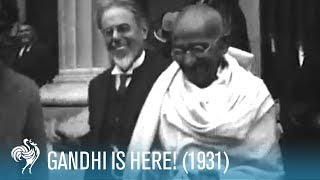 Mahatma Gandhi Arrives in the UK 1931  British Pathé [upl. by Noryb417]