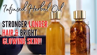 How To Make HERBAL OIL for HAIR GROWTH  BEST OIL for GLOWING SKIN DIY [upl. by Ardnnaed552]