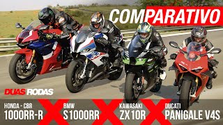 COMPARATIVO  HONDA CBR 1000RRR x DUCATI PANIGALE V4 x BMW S 1000 RR x KAWASAKI NINJA ZX10R [upl. by Galan]