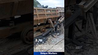 The process of unloading coal mine cart  The workers do their job perfectly  machine shorts [upl. by Ichabod]