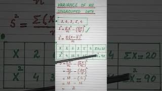 Variance of an ungrouped data  Basic Statistics  Maths done shorts youtubeshorts [upl. by Shelagh]