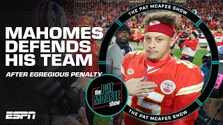 Patrick Mahomes DEFENDS his team after egregious offside penalty 😤  Pat McAfee Show [upl. by Nahtahoj]