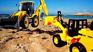 Jeu de sable nettoyage de plage avec les tracteurs Vidéo en français [upl. by Harbison]