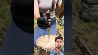 सुंदर महिला चाकू चलाना जानती है 🔪 bushcraft survival bushcamp [upl. by Fachanan]