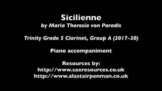 Sicilienne by Maria Theresia von Paradis Piano accompaniment Trinity Grade 5 Clarinet [upl. by Lebasiram]