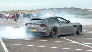 Ferrari GTC4 Lusso V12 with Novitec Exhaust  Crazy Revs DONUTS and Accelerations [upl. by Blatman937]