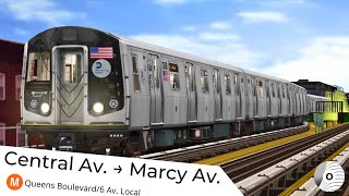 OpenBVE  CENTRAL AV to MARCY AV New York City Subway M Line [upl. by Yrellav]