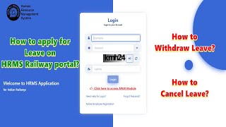 How to apply for Leave on HRMS Railway portal How to Withdraw How to Cancel HRMS Leave Railway [upl. by Eadnus]