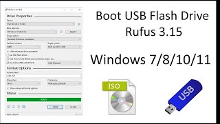 Boot USB Flash Drive with Rufus 315 Windows 78811011 [upl. by Aneled358]