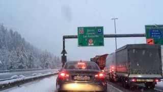 Gotthard tunnel entrance with snow falling [upl. by Kriste927]