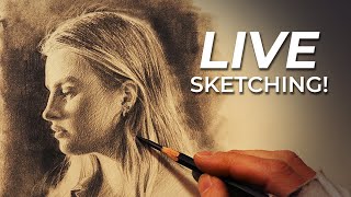 LIVESTREAM  Lets Sketch a Portrait with Graphite [upl. by Cherin]