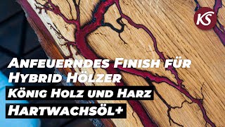 Finish für Holz mit eingearbeitetem Epoxidharz  Schneidbrett aufpolieren mit Hartwachsöl von König [upl. by Siulegroj829]