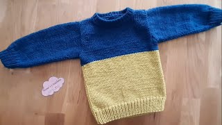 Maglione Gabriele ai ferri  Knitted baby sweater  Jersey de punto para bebé [upl. by Tugman746]