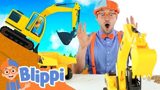 Play with Excavator Toys and Blippi  Learning Excavator Song  Educational Videos For Kids [upl. by Nosnirb357]