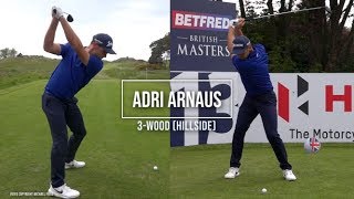 Adri Arnaus golf swing  3 wood faceon Betfred British Masters Hillside May 2019 [upl. by Eaneg]