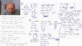 8 Felszín térfogat kör terület Pitagorasz tétel téglatest egyenlő szárú háromszög [upl. by Esoj]