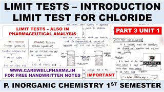 Limit Test Introduction  Limit Test for Chloride   Part 3 Unit 1  inorganic chemistry 1 Semester [upl. by Tris]