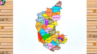 How to draw Karnataka map with districts  Karnataka map drawing easy [upl. by Anavoj]