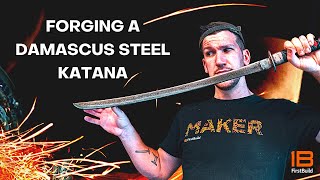 HandForging a 640 Layer Damascus Steel Katana Japanese Samurai Sword [upl. by Etnomed17]