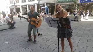 Straßenmusik in Wien Makedonsko Devojče Македонско девојче auf der Querflöte [upl. by Llerrah]