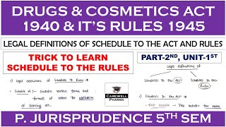 Schedules to the Act and Rules by TRICK  Part2 Unit1  Drug amp Cosmetic Act  P Jurisprudence [upl. by Anitsirk]