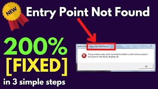 The Procedure quotEntry Point Not Found Dynamic Link Libraryquot Error Fixing In Windows 10  11  7 [upl. by Emirej]