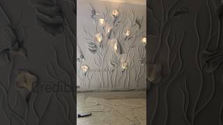 3D flower wall relief mural  plaster of Paris  how to make pop best 3D wall relief mural art [upl. by Ivz]