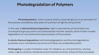 Photo degradation Of PolymerVery Easy amp Very Short Important Of MScNotes [upl. by Nurat]