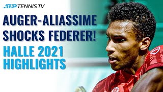 Felix AugerAliassime Shocks Roger Federer  Halle 2021 Highlights [upl. by Shellans87]