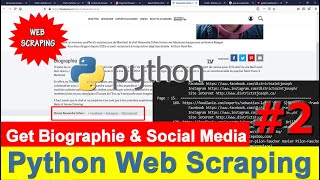 Python Web Scraping 2  BeautifulSoup and Requests Get Biographie Social Media [upl. by Lancey]