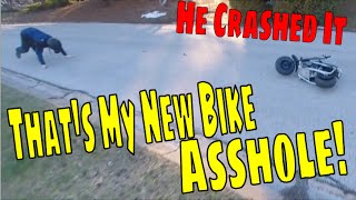 HE CRASHED MY NEW MINI BIKE 212CC [upl. by Annahsat]