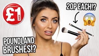 TESTING POUNDLAND MAKEUP BRUSHES FULL FACE USING £1 BRUSHES REVIEW AND TUTORIAL [upl. by Ignaz]