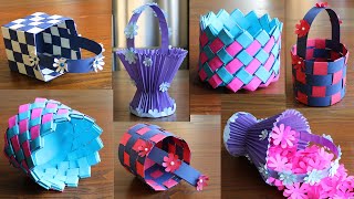 4 Beautiful Paper Basket DIY Basket  Paper Craft  Home Decor [upl. by Aitret]