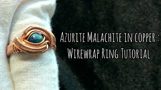 Azurite Malachite In Copper  Wirewrap Ring Tutorial [upl. by Spearing]