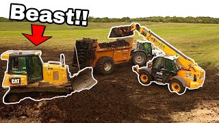 THATS EXTREME A BULL DOZER A JCB AND A MOUTAIN OF MUCK [upl. by Leicester]