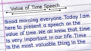 Speech On Value of Time in English  Value of Time Speech in English  Value of Time [upl. by Ragen62]