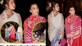 Kim Kardashian and khole Kardashian  Kardashian sisters at ambani wedding  iskcon temple [upl. by Lleda]