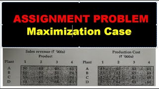 Assignment Problem  Sales Revenue and production cost table given [upl. by Eph]